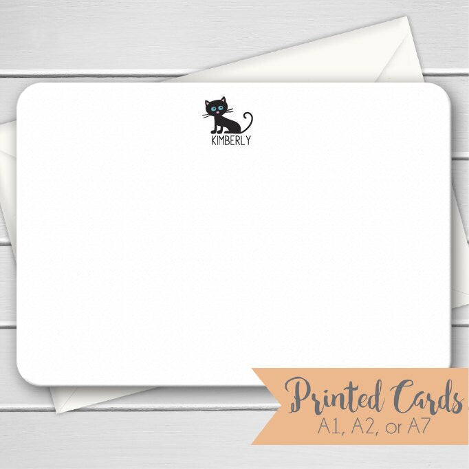 Cat Note Cards - 12pk | Cat Note Cards | Personalized Flat Note Cards | Printed with Envelopes  | NC-013