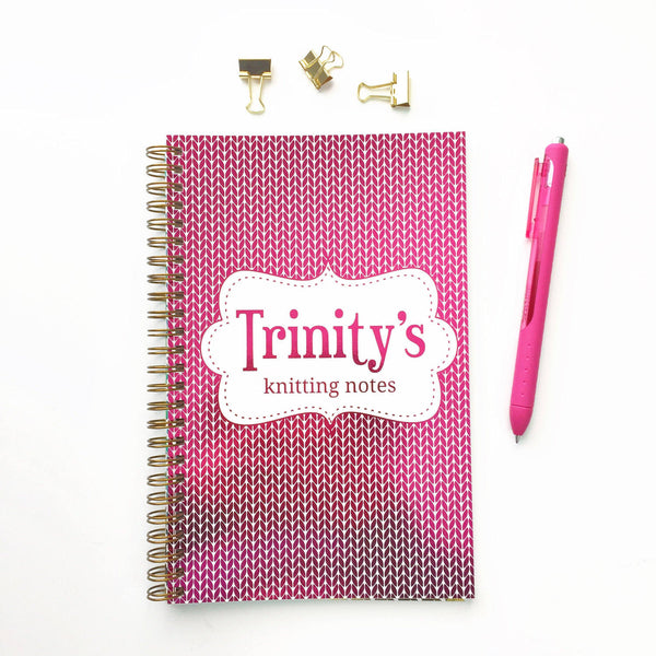 Personalized Notebook, Name and Small Pattern in Color Foil Design Spiral Notebook, Writing Journal (NB-024-F)