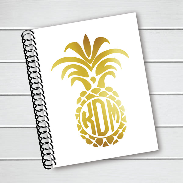 Gold Foil Pineapple Cover - Personalized Custom Spiral Journal Notebook | Foil | NB-004-F