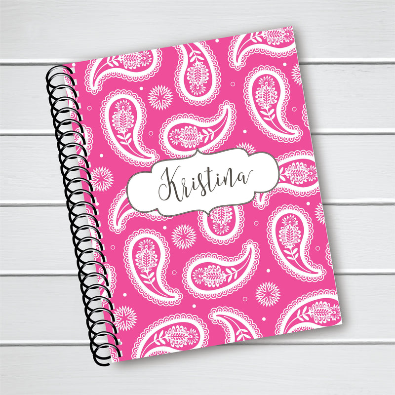 Name and Paisley Cover - Personalized Custom Spiral Journal Notebook | NB-025