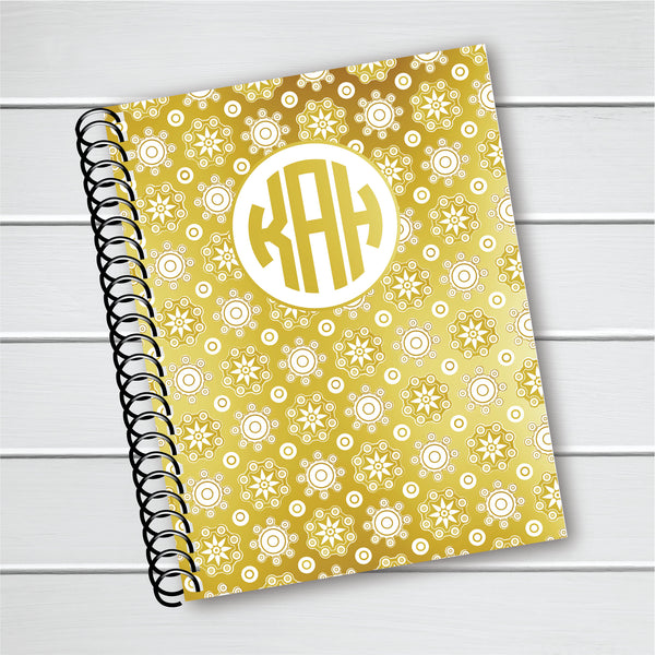 Personalized Notebook, Medallion Design and Monogram in Color Coil Spiral Notebook, Writing Journal (NB-019-F)