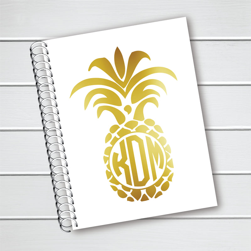 Gold Foil Pineapple Cover - Personalized Custom Spiral Journal Notebook | Foil | NB-004-F