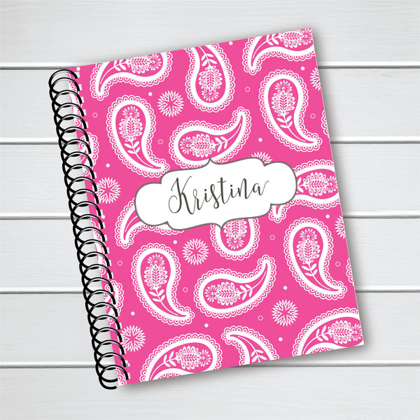 Name and Paisley Cover - Personalized Custom Spiral Journal Notebook  | NB-025