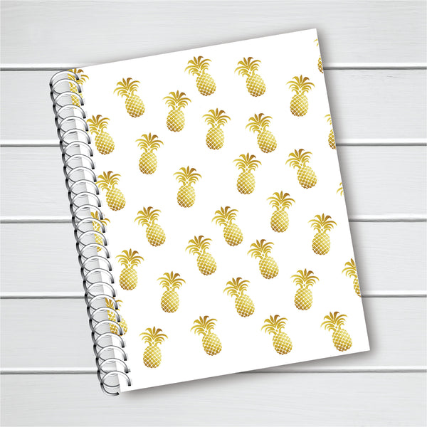 Gold Foil Pineapple Cover - Personalized Custom Spiral Journal Notebook | Foil | NB-008-F