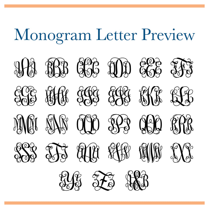 Monogrammed Note Cards - 24pk, Initialed Note Cards, Personalized Flat Note Cards, Printed without Envelopes (NC-014-V)