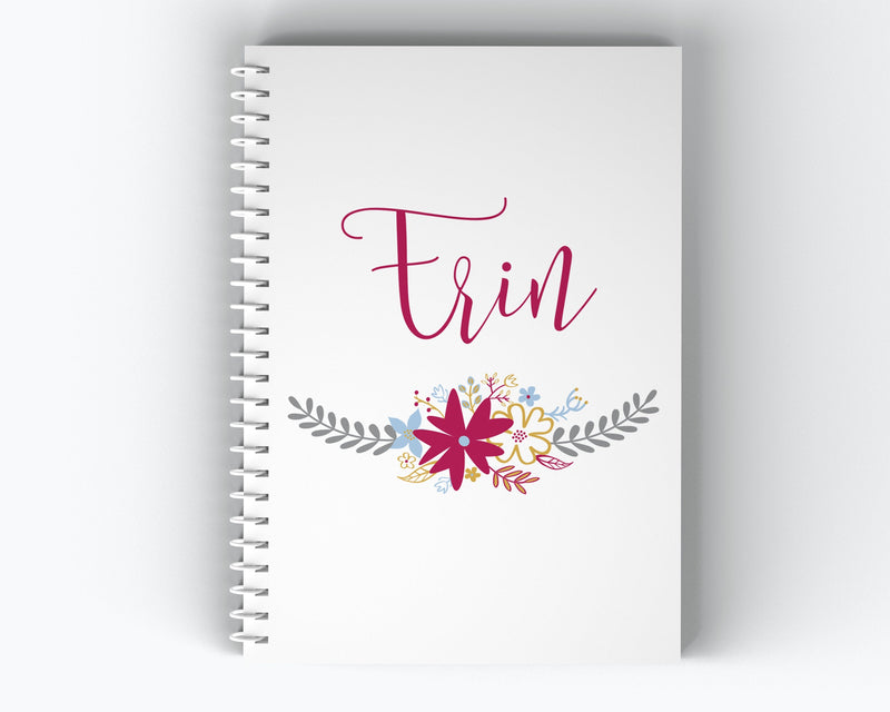 Floral Cover - Personalized Custom Spiral Journal Notebook  | NB-002