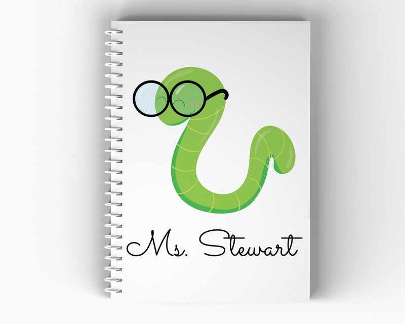 Book Worm Cover Spiral Journal - Personalized Custom Notebook | NB-043