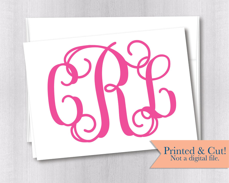 Monogrammed Folded Note Cards - 6pk | Initial Note Cards | Teacher Gifts | Monogram Printed Cards with Envelopes  | NC-F014