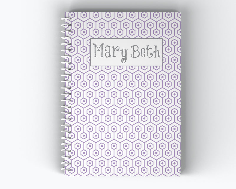 Name and Geometric Pattern Cover - Personalized Custom Spiral Journal Notebook | NB-035