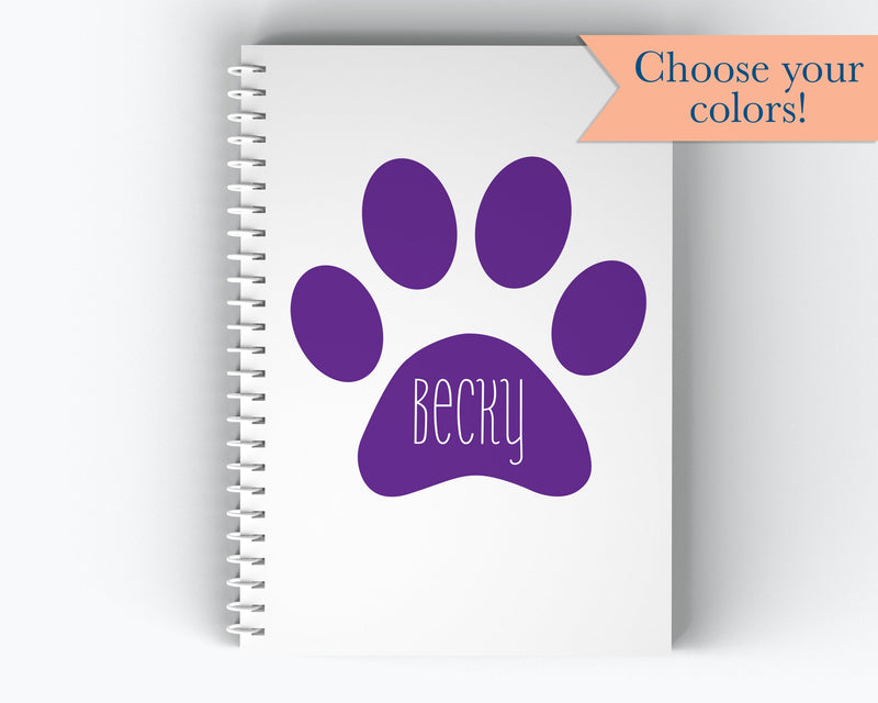 Paw Print Cover - Personalized Custom Spiral Journal Notebook | NB-020