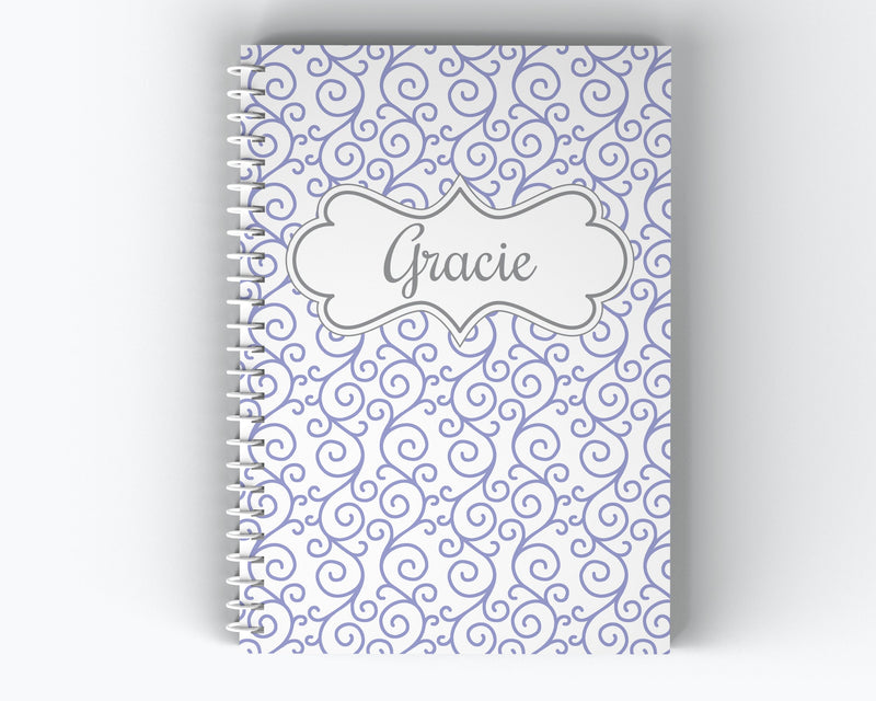 Name and Flourish Cover - Personalized Custom Spiral Journal Notebook  | NB-017