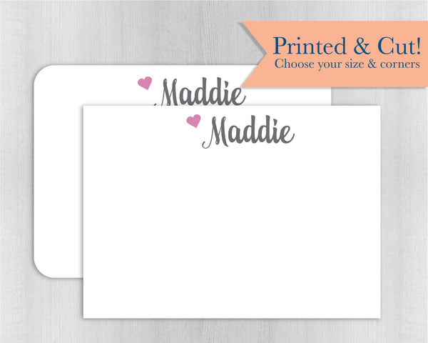 Name Note Cards without Envelopes - 24pk | Personalized Flat Note Cards without Envelopes  | NC-015