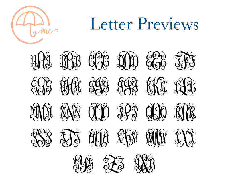 Monogrammed Note Cards - 24pk | Initialed Note Cards | Personalized Flat Note Cards | Printed without Envelopes  | NC-014