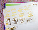 Motivational Mixed Quote Script Planner Stickers | F7 Foil | D-021-F