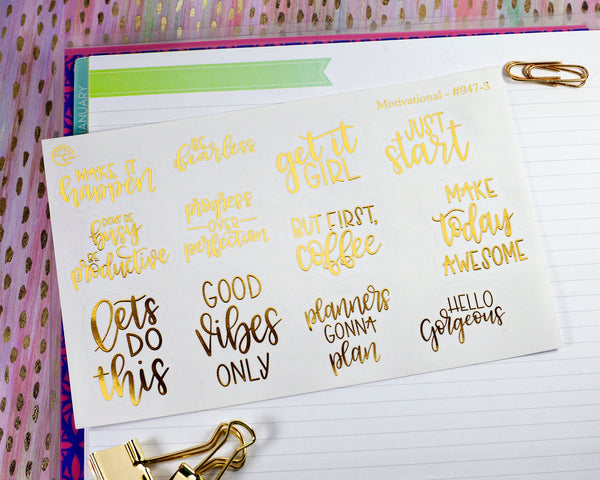 Motivational Mixed Quote Script Planner Stickers and Labels | F7 Foil | 947-001-003-F