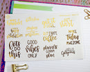 Motivational Mixed Quote Script Planner Stickers | F7 Foil | D-021-F