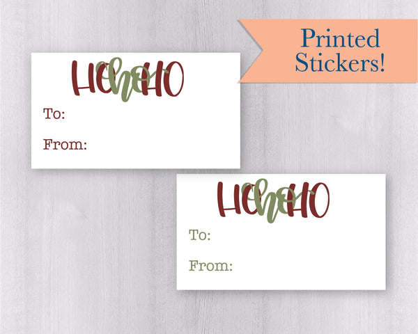 Christmas To-From Gift Tag Stickers, Ho-Ho-Ho Gift Labels, White Package Stickers, Gift Wrapping Stickers (#521-02-WH)