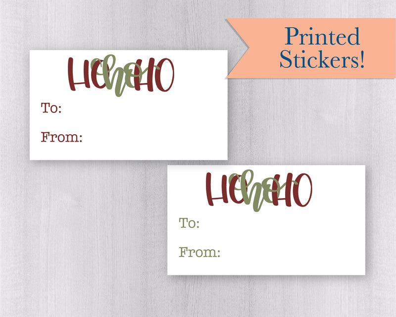 Christmas To-From Gift Tag Stickers, Ho-Ho-Ho Gift Labels, White Package Stickers, Gift Wrapping Stickers (
