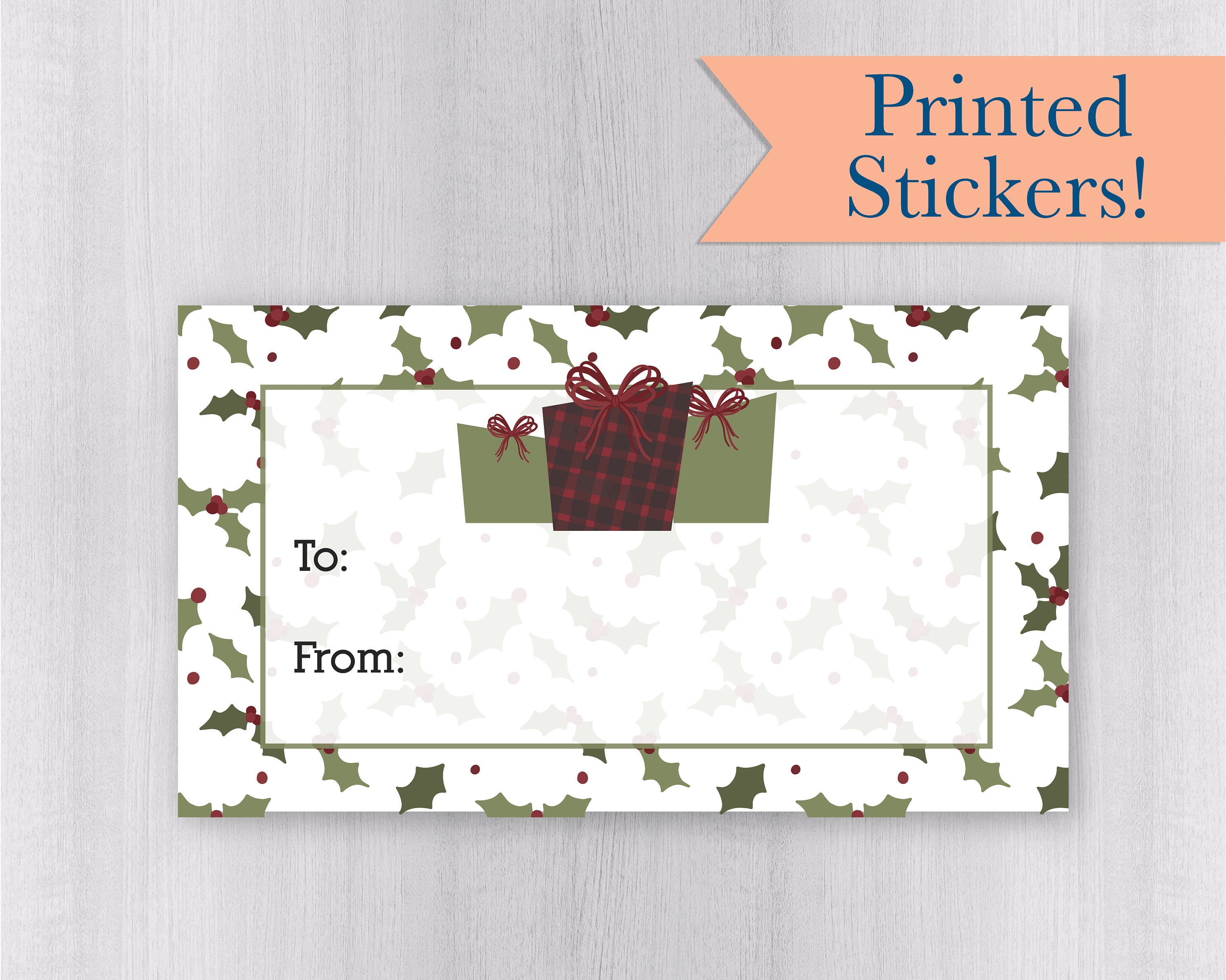 Christmas To-From Gift Tag Stickers, Christmas Boxes Gift Labels, White Package Stickers, Gift Wrapping Stickers (#521-07-WH)
