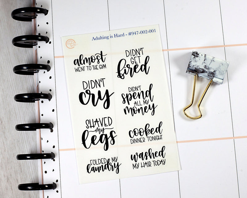 Humorous Quote Mix Script Planner Stickers | F7 Clear Matte  | D-022-BCM