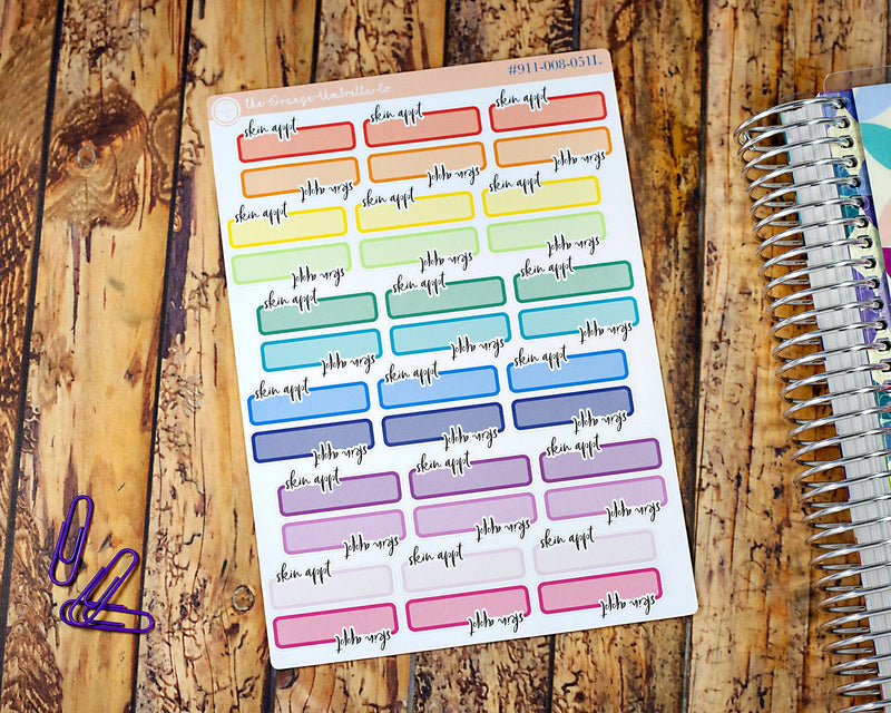 Skin Appointment Script Planner Stickers and Labels  | 911-008-051-WH