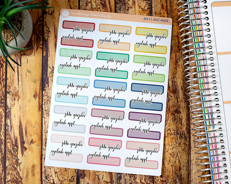 Eyelash Appointment Script Planner Stickers and Labels  | 911-007-068-WH