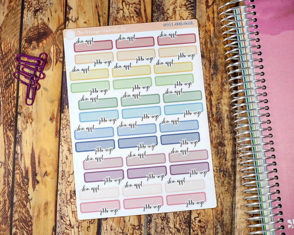 Skin Appointment Script Planner Stickers and Labels  | 911-008-068-WH
