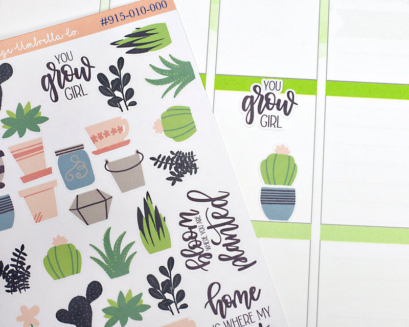 Plant Mom Deco Planner Stickers and Labels  | D-042 / 915-010-000-WH