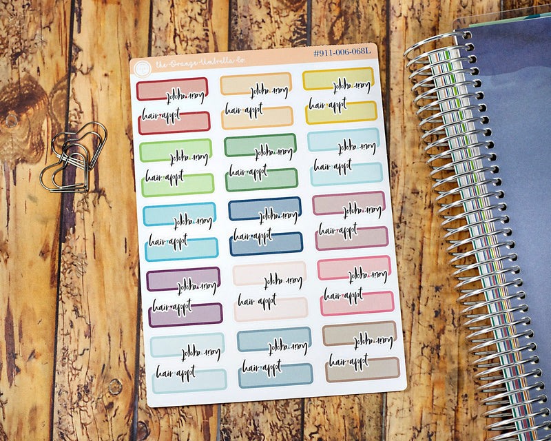 Hair Appointment Planner Stickers and Labels  | 911-006-068-WH