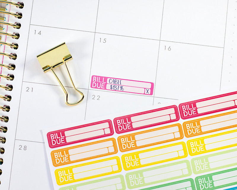 Bill Due Appointment Planner Stickers and Labels  | 905-010-051-WH