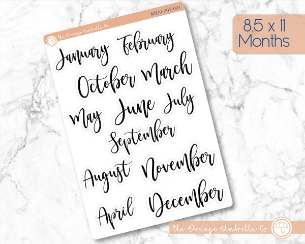 CLEARANCE | Month Name Header Script Planner Stickers | F2 | B-321-B / 920-007-001XL-WH