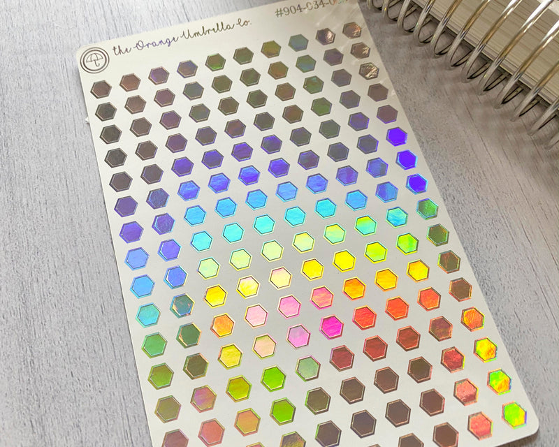 Tiny Hexagon Planner Stickers | Holo Foil | B-125-F-HO