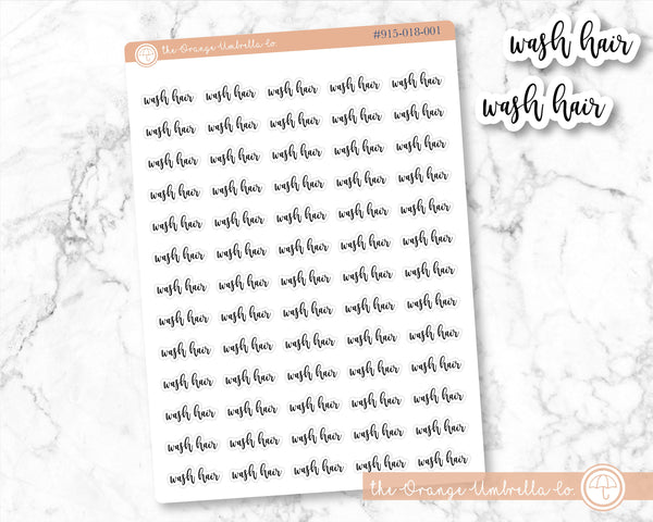 CLEARANCE | Wash Hair Script Planner Stickers | F2 | S-162-B / 915-018-001-WH