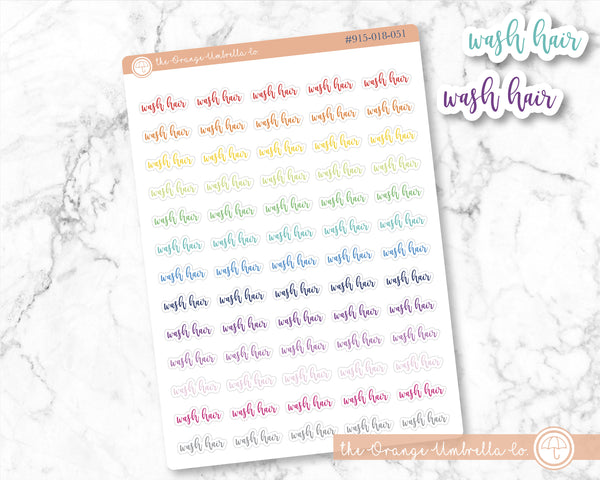 CLEARANCE | Wash Hair Script Planner Stickers | F2 | 915-018-051-WH
