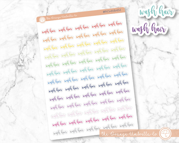 50% OFF -  CLEARANCE | Wash Hair Script Planner Stickers | F2 | 915-018-051-WH