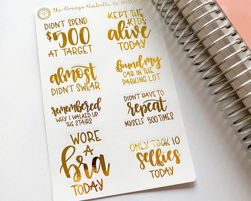 Humorous Adulting Quote Mix Sheet Script Planner Stickers | F7 | D-023-F