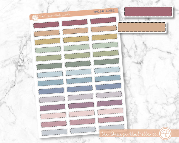 Stitched Skinny Event Labels, Rainbow Appointment Labels, Muted Rainbow Basic Event Planner Stickers (#922-004-068-WH)