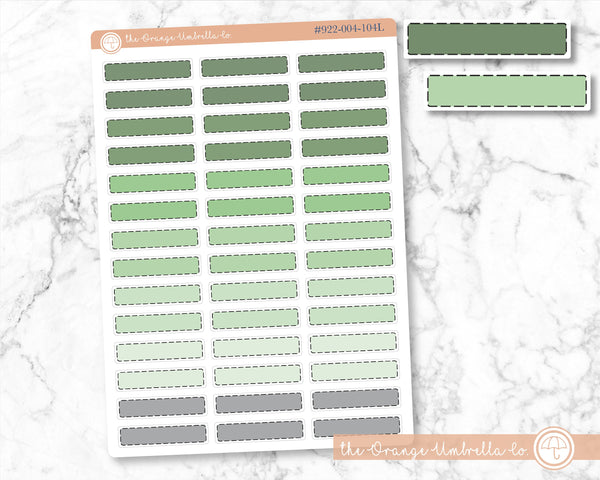 Stitched Skinny Event Labels, Rainbow Appointment Labels, Green Ombre Basic Event Planner Stickers (#922-004-104-WH)