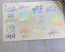 Humorous Quote Mix Script Planner Stickers | F7 Holo Foil | D-021-F-HO