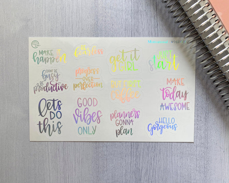 Motivational Quote Mix Sheet Script Planner Stickers and Labels | F7 Foil | D-021-F-HO / 947-001-003-F-HO