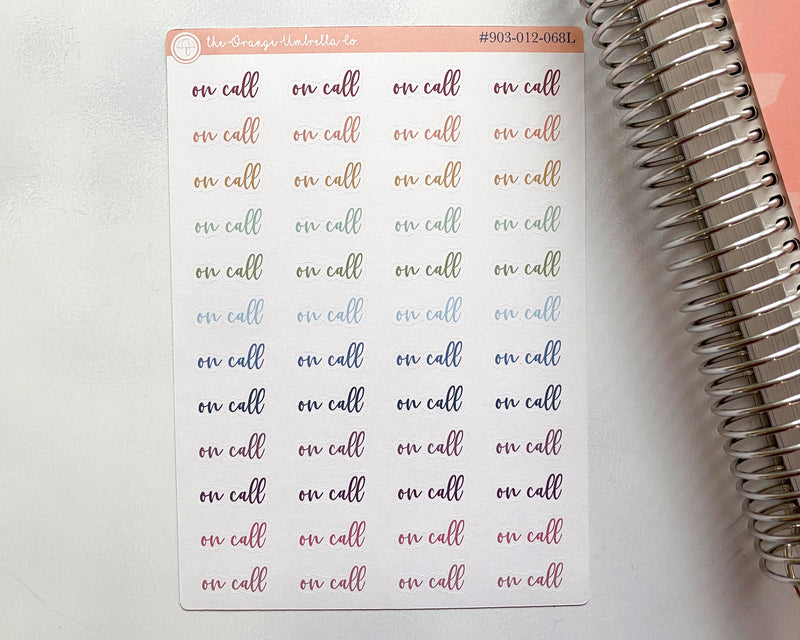 On Call Script Planner Stickers | F2 | 903-012-068L-WH