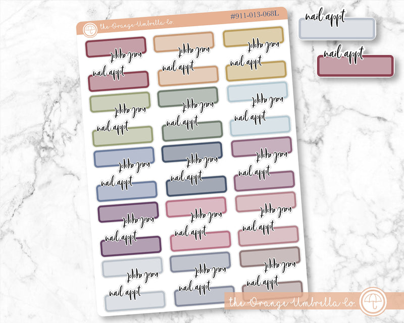 Nail Appointment Quarter Box Planner Stickers, Muted Rainbow "Nail Appt" Labels,Tracking Appointment Planner Stickers (