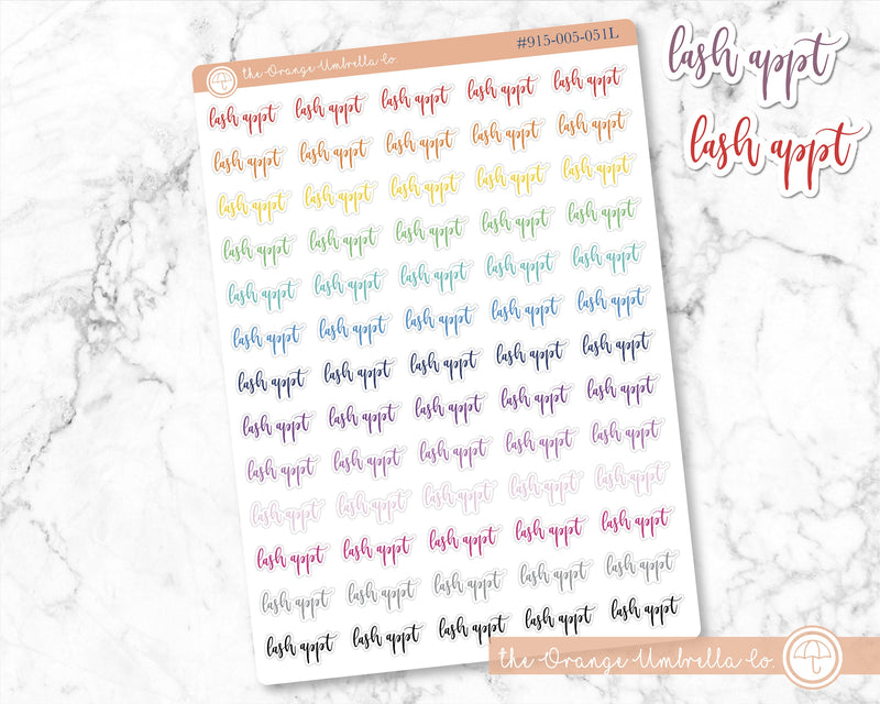 Lash Appt Script Planner Stickers | F2 | S-928-R / 915-005-051-WH