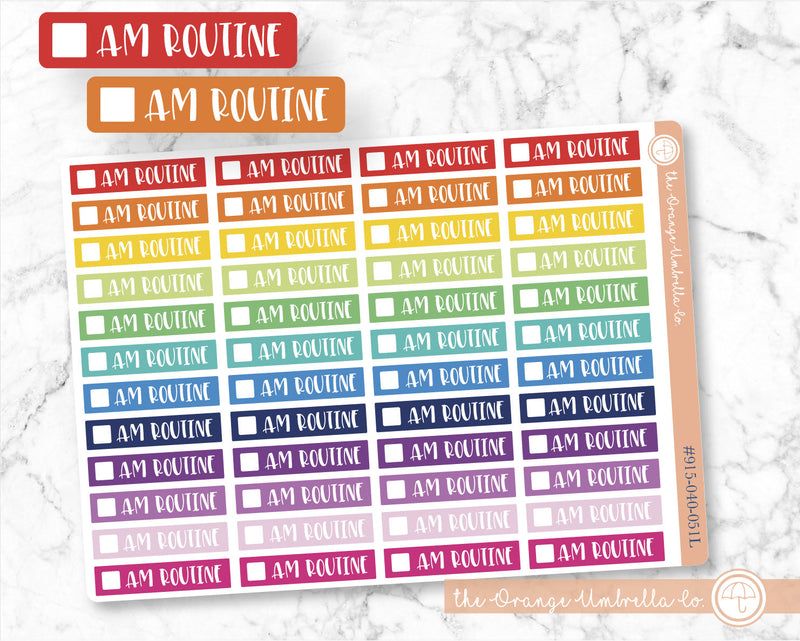 AM Routine Script Planner Stickers And Labels | F1 | L-043-R / 915-040-051L-WH