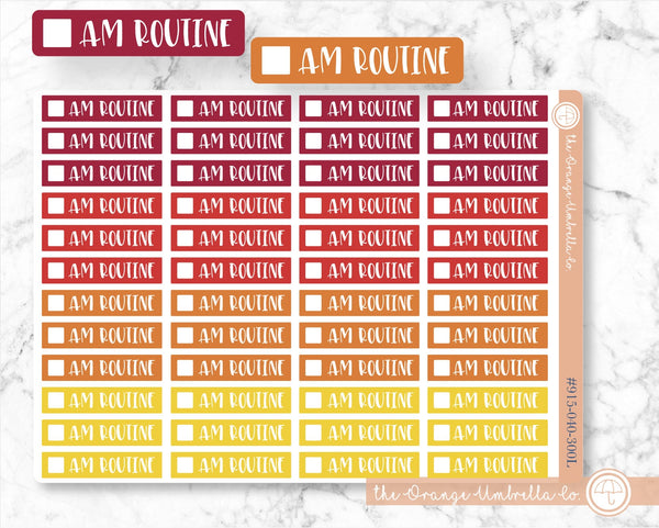 AM Routine Script Label Planner Stickers | F1 Warms | L-044 / 915-040-300L-WH