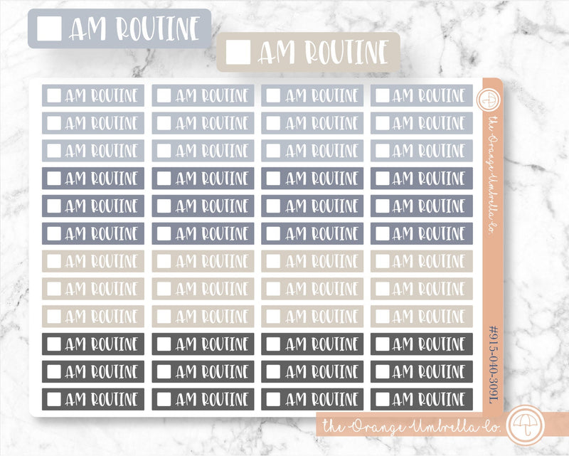 AM Routine Script Planner Stickers and Labels | F1 Neutrals | L-050 / 915-040-309L-WH