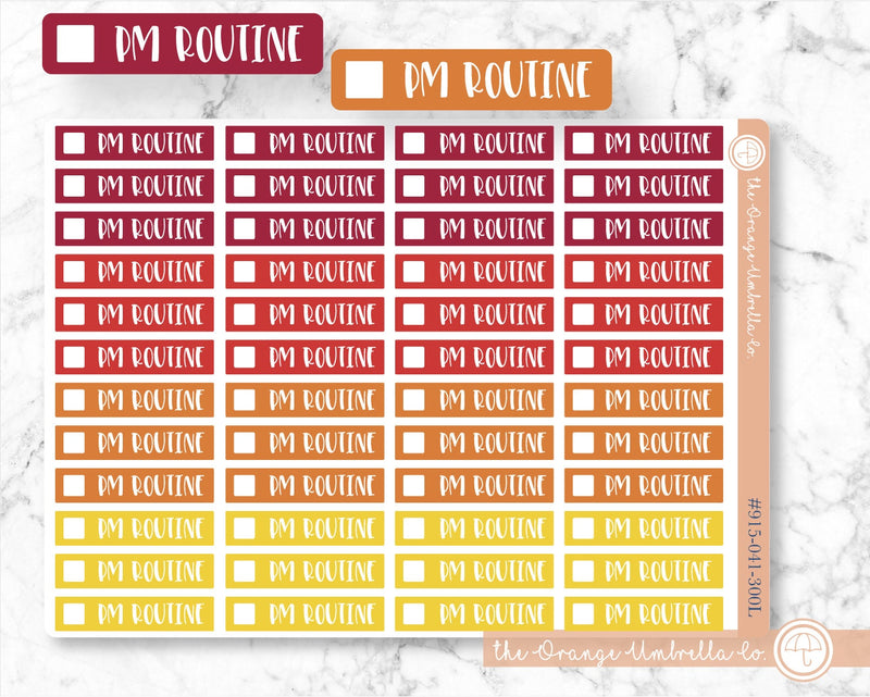 PM Routine Script Label Planner Stickers | F1 Warms | L-053 / 915-041-300L-WH