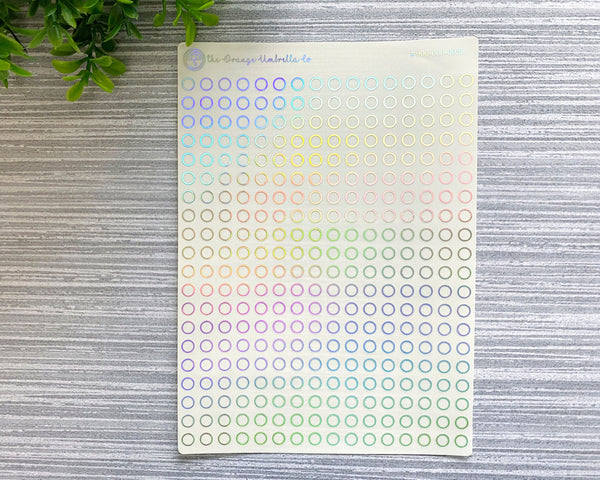 Outline Mini Circle Planner Stickers | Circle Clear Holo Foil | B-136-CF-HO