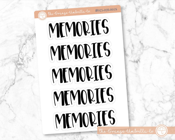 Memories Header Script Planner Stickers | F1 | S-834-B / 925-028-001S-WH