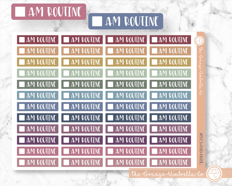 AM Routine Script Planner Stickers and Labels | F1 | L-043-M / 915-040-068L-WH